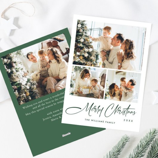 ミニマルエレガントリストクリスマスグリーティング4写真 シーズンカード