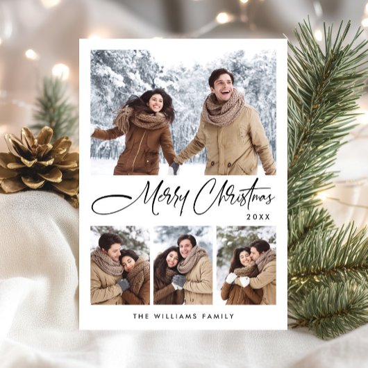 ミニマルエレガントリストクリスマスグリーティング4写真 シーズンカード