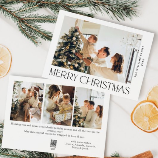 ミニマルエレガントリストクリスマスグリーティング4写真 シーズンカード