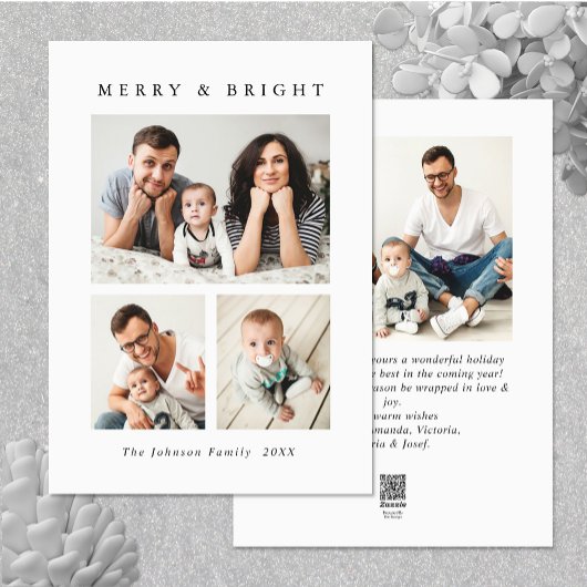 ミニマルエレガントリストクリスマスグリーティング4写真 シーズンカード