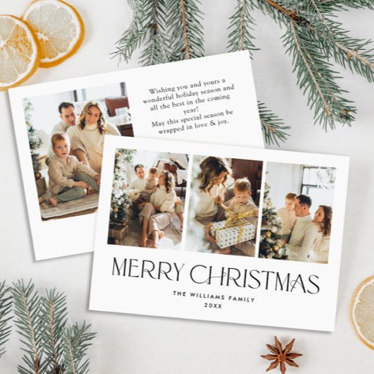ミニマルエレガントリストクリスマスグリーティング4写真 シーズンカード