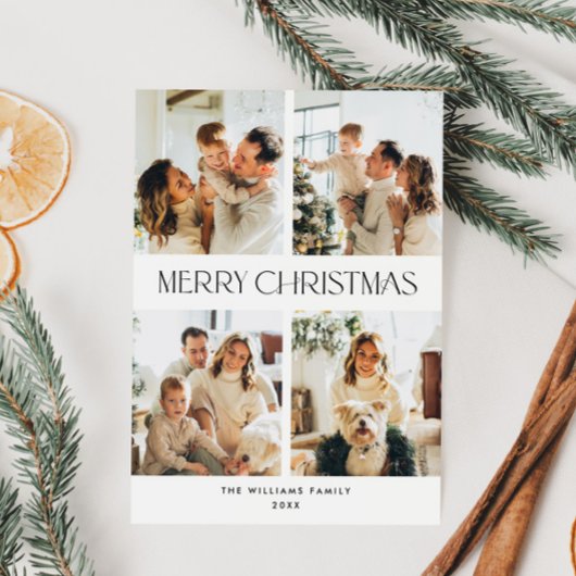 ミニマルエレガントリストクリスマスグリーティング4写真 シーズンカード