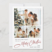 ミニマルエレガントリストクリスマスグリーティング4写真 シーズンカード (正面)