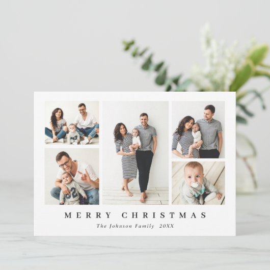 ミニマルエレガントリストクリスマスグリーティング5写真 シーズンカード (スタンド正面)