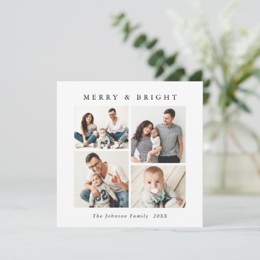 ミニマルエレガントリストクリスマスグリーティング5写真 シーズンカード (スタンド正面)