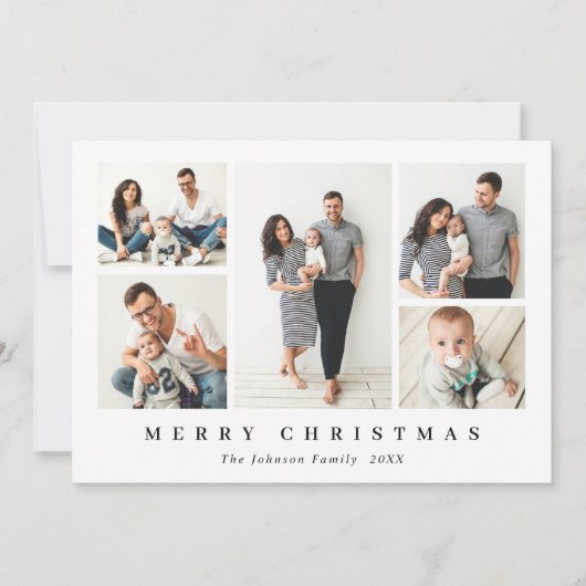 ミニマルエレガントリストクリスマスグリーティング6写真 シーズンカード (正面)