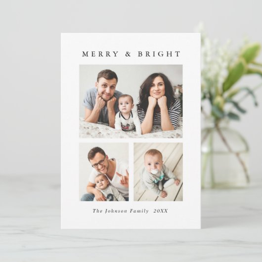 ミニマルエレガントリストクリスマスグリーティング7写真 シーズンカード (スタンド正面)