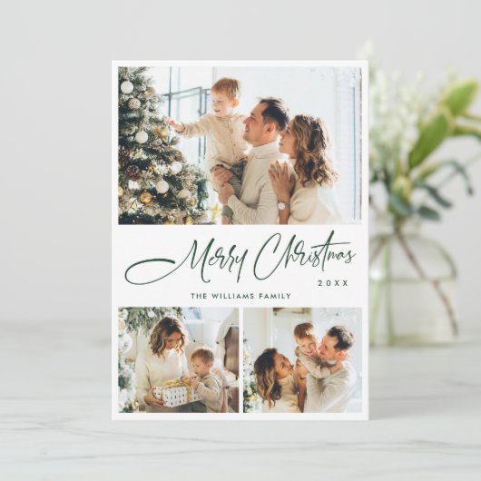ミニマルエレガントリストクリスマスグリーティング7写真 シーズンカード (スタンド正面)