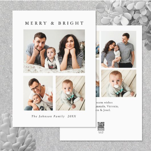 ミニマルエレガントリストクリスマスグリーティング7写真 シーズンカード