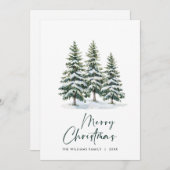 ミニマルエレガントリストクリスマスツリーの挨拶 シーズンカード (正面/裏面)