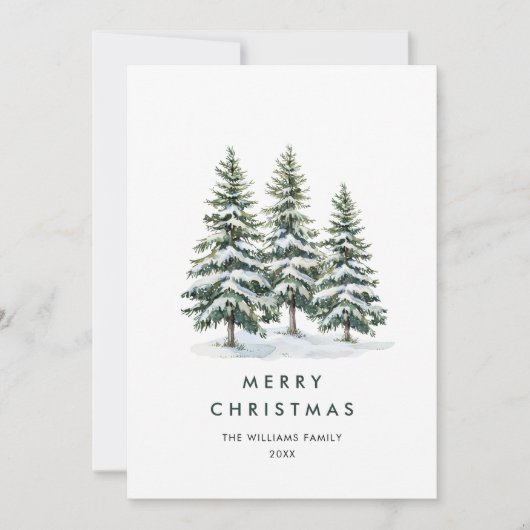 ミニマルエレガントリストクリスマスツリーの挨拶 シーズンカード (正面)