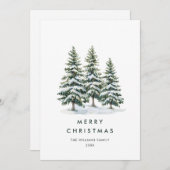 ミニマルエレガントリストクリスマスツリーの挨拶 シーズンカード (正面/裏面)
