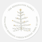 ミニマルエレガントリストクリスマスツリー差出人住所 ラウンドシール (正面)