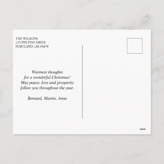 ミニマルエレガントリストクリスマスツリー非写真 シーズンポストカード (裏面)