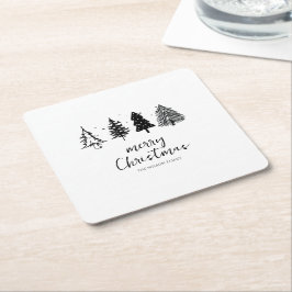ミニマルエレガントリストクリスマスツリー スクエアペーパーコースター