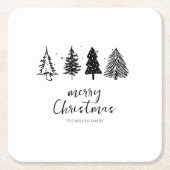 ミニマルエレガントリストクリスマスツリー スクエアペーパーコースター (正面)