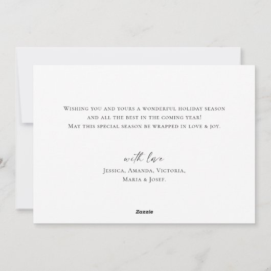 ミニマルエレガントリストクリスマスパインの挨拶 シーズンカード (裏面)