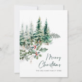 ミニマルエレガントリストクリスマスパインの挨拶 シーズンカード (正面)