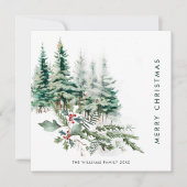 ミニマルエレガントリストクリスマスパインの挨拶 シーズンカード (正面)