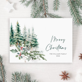 ミニマルエレガントリストクリスマスパインの挨拶 シーズンカード