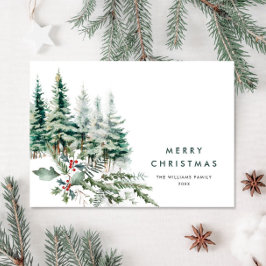 ミニマルエレガントリストクリスマスパインの挨拶 シーズンカード