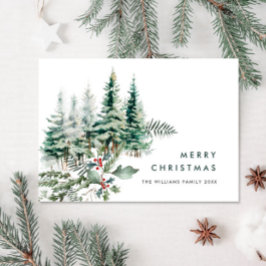 ミニマルエレガントリストクリスマスパインの挨拶 シーズンカード