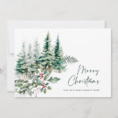 ミニマルエレガントリストクリスマスパインの挨拶 シーズンカード (正面)