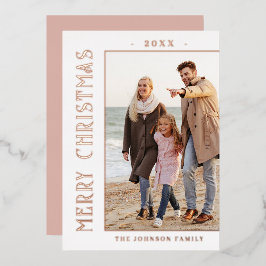 ミニマルエレガントリストクリスマスフォトバラ金ゴールド 箔シーズンカード