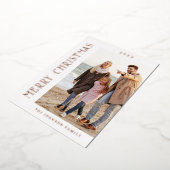 ミニマルエレガントリストクリスマスフォトバラ金ゴールド 箔シーズンカード (回転した状態)