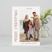 ミニマルエレガントリストクリスマスフォトバラ金ゴールド 箔シーズンカード (立ち正面)