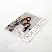 ミニマルエレガントリストクリスマスフォトバラ金ゴールド 箔シーズンカード (回転した状態)