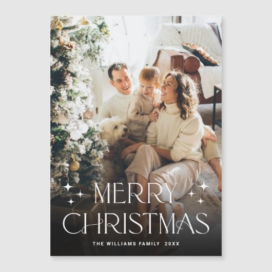 ミニマルエレガントリストクリスマスフォト磁気カード (正面)
