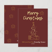 ミニマルエレガントリストクリスマスフラットホリデーカード シーズンカード (正面/裏面)