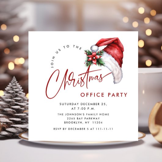 ミニマルエレガントリストクリスマスホリデーパシンプルーティ 招待状