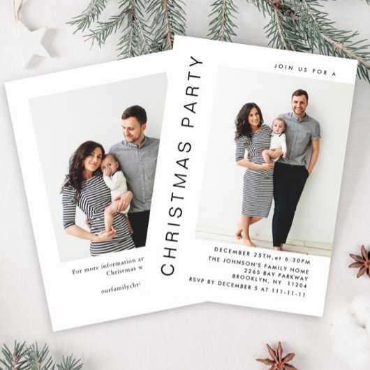 ミニマルエレガントリストクリスマスホリデーパーティー2写真 招待状