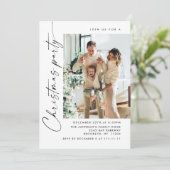 ミニマルエレガントリストクリスマスホリデーパーティー2写真 招待状 (スタンド正面)