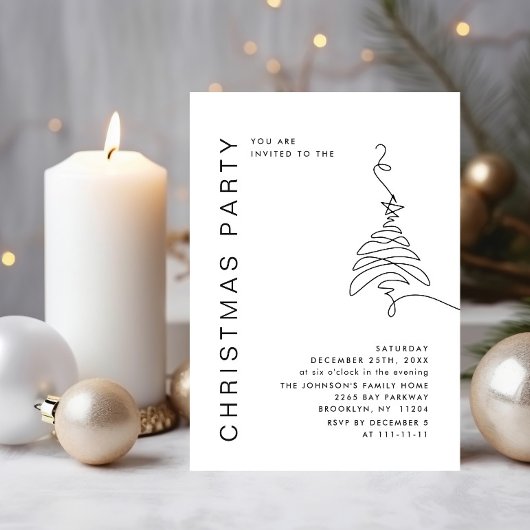 ミニマルエレガントリストクリスマスホリデーパーティー 招待状