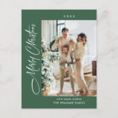 ミニマルエレガントリストクリスマスワンフォトグリーティング ポストカード (正面)