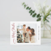 ミニマルエレガントリストクリスマスワンフォトグリーティング ポストカード (スタンド正面)