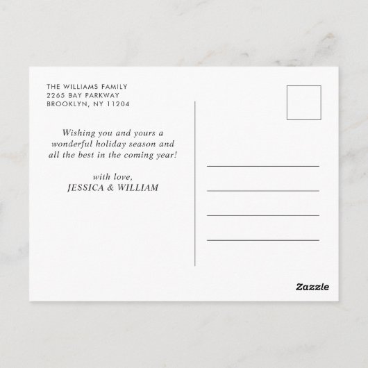 ミニマルエレガントリストクリスマスワンフォトグリーティング ポストカード (裏面)