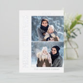 ミニマルエレガントリストクリスマス2フォトシルバー 箔シーズンカード (立ち正面)