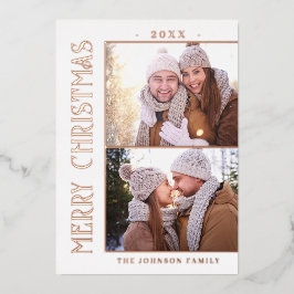 ミニマルエレガントリストクリスマス2フォトバラ金ゴールド 箔シーズンカード