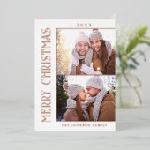 ミニマルエレガントリストクリスマス2フォトバラ金ゴールド 箔シーズンカード (立ち正面)