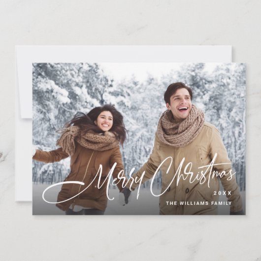 ミニマルエレガントリストクリスマス2写真QRコード シーズンカード (正面)