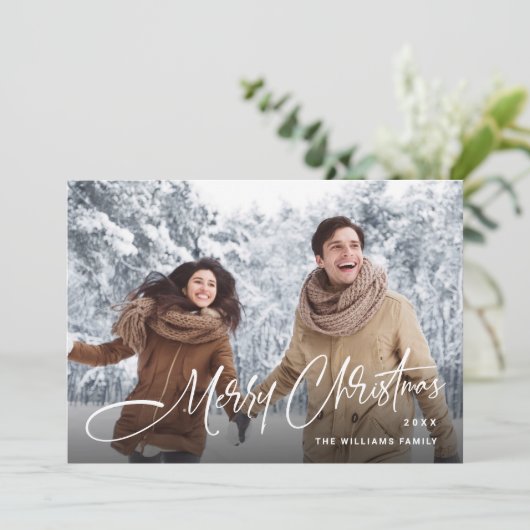 ミニマルエレガントリストクリスマス2写真QRコード シーズンカード (スタンド正面)