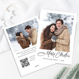 ミニマルエレガントリストクリスマス2写真QRコード シーズンカード
