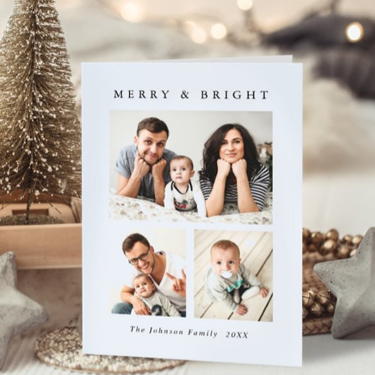 ミニマルエレガントリストクリスマス3写真QRコード シーズンカード