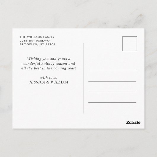 ミニマルエレガントリストクリスマス4写真あいさつ ポストカード (裏面)