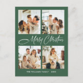 ミニマルエレガントリストクリスマス4写真あいさつ ポストカード (正面)