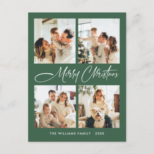 ミニマルエレガントリストクリスマス4写真あいさつ ポストカード (正面)